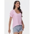 thumbnail image 3 of Women's Loose Fit Puff Sleeve T-Shirt - Square Neck Short Sleeve Top for Business Casual, Work & Summer, 3 of 6