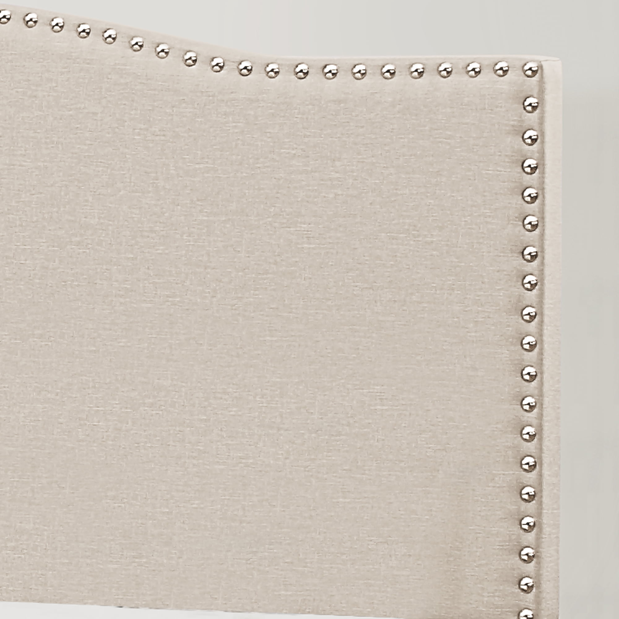 Ember Interiors Upholstered Arched Bed with Nailhead Trim, Linen, King