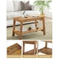 thumbnail image 5 of FOLDLIFE Wood Coffee Table,2-Tie Rustic Wood Living Room Tables with Open Rectangular Storage Compartment,Modern Farmhouse Coffee Table with Storage Shelf,Rectangular Center Table,Brown, 5 of 8