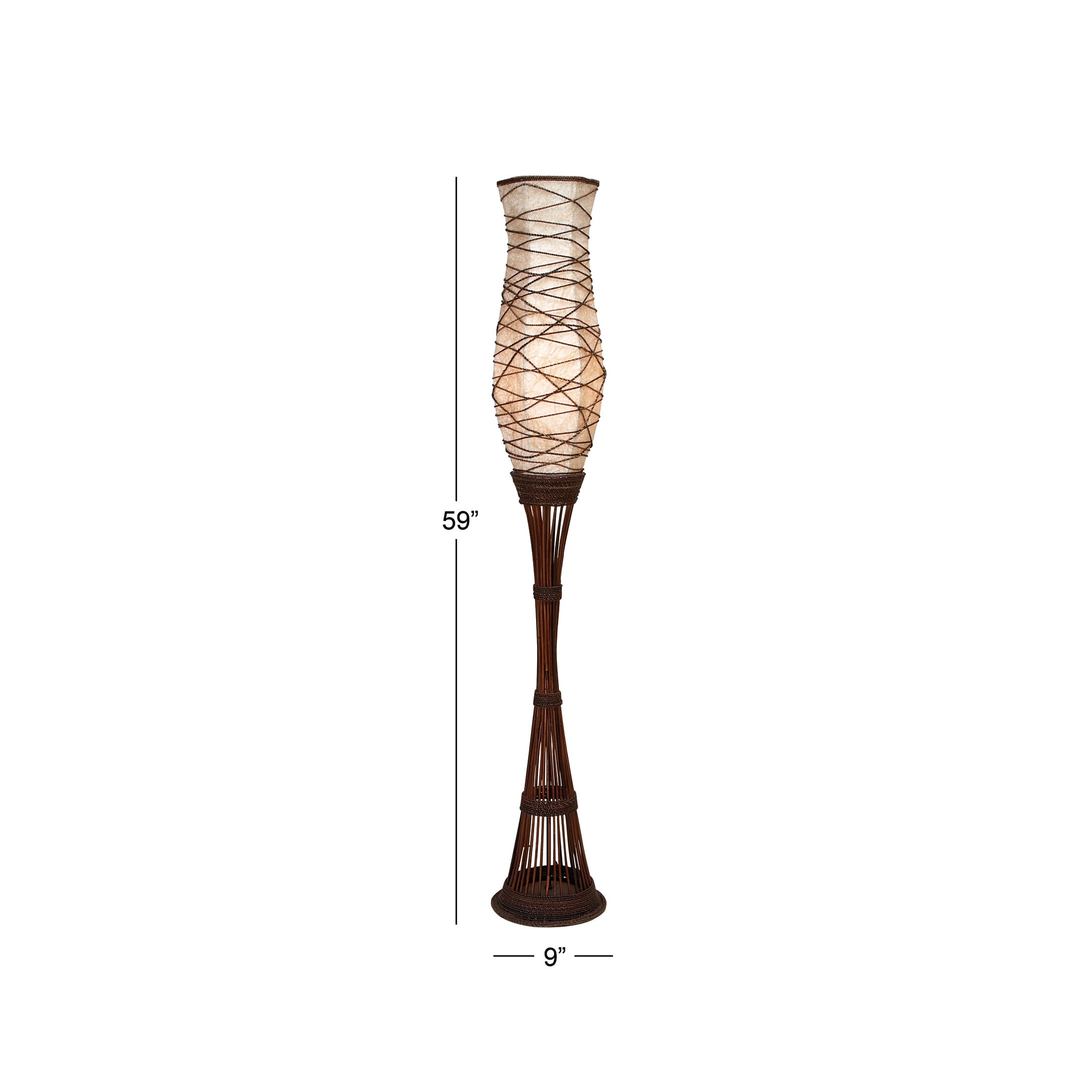 DecMode 59" Brown Floor Lamp with Cream Paper Shade
