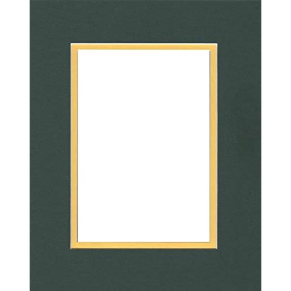 22x28 Double Acid Free White Core Picture Mats Cut for 18x24 Pictures in Pine Green and Yellow