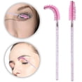 thumbnail image 4 of 100 cepillos desechables para pestañas - Varitas de rímel de cristal rosa - Cepillo aplicador para extensiones de pestañas, 4 of 5