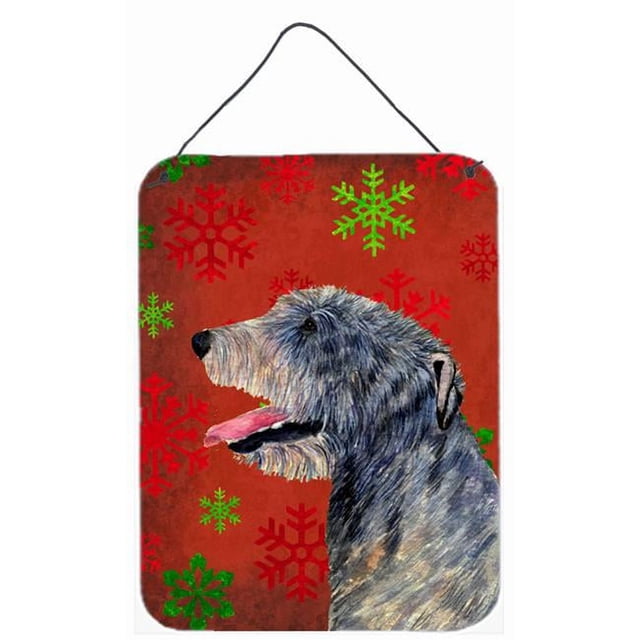 Carolines Treasures SS4713DS1216 Irish Wolfhound Flocons de Neige Rouges Impressions Murales Ou de Porte en Métal Aluminium pour Noël