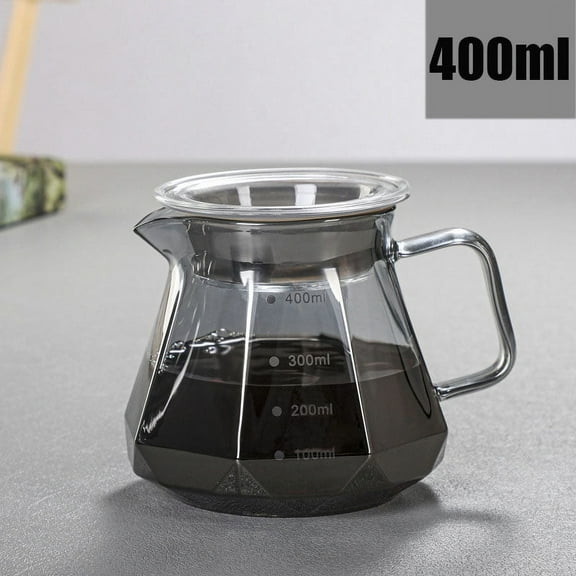 Leeseph Espresso Glass Carafe Coffee Pot, Pour Over Coffee Filter Kettle - 400ml 600ml Diamond Glass Coffee Sharing Pot