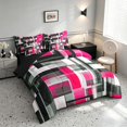 thumbnail image 2 of Manfei Abstract Geometric Twin Bedding, Watercolor Artwork Bedding Comforter Set, Pink, Black and White, Black Reversible 7pcs, 2 of 6