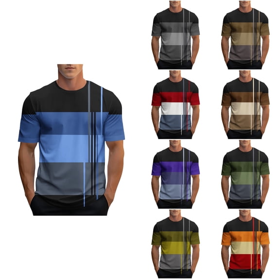 Abtuhar Men Crewneck Short Sleeve Summer Casual Loose Sleep T-Shirts