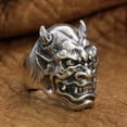 thumbnail image 3 of 925 Sterling Silver Japanese Ghost Prajna Ring Biker Punk Devil Skull Jewelry TA253 US Size 7, 3 of 15