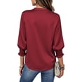 thumbnail image 5 of Womens Plus Size Shirts 3/4 Sleeve Button Down Tops for Women V Neck Dressy Casual Fall Top S-3XL, 5 of 8