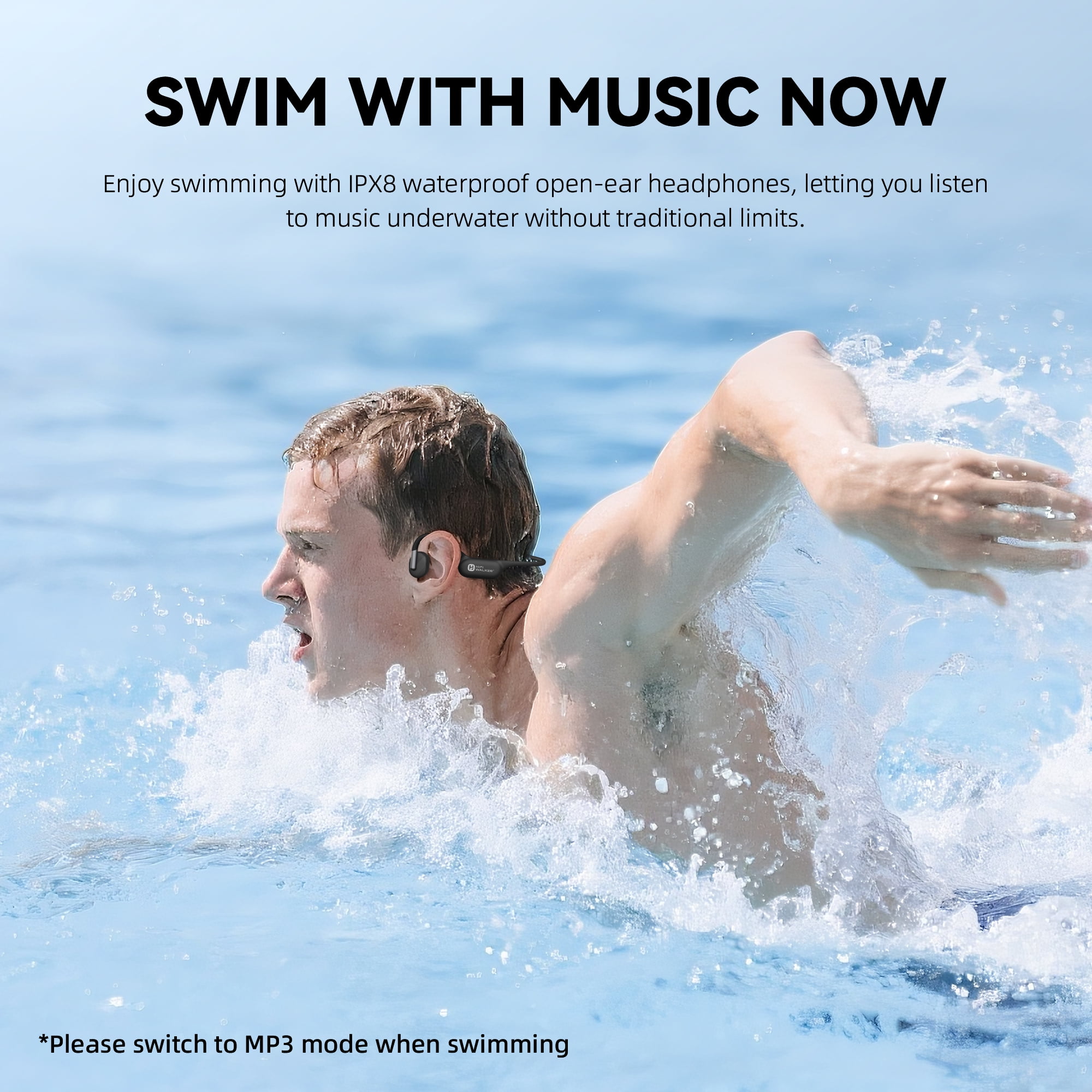 HIFI WALKER T10 Ultra Bone Conduction Headphones, 32GB MP3, Bluetooth 6.0, IPX8 Waterproof, 15H Battery