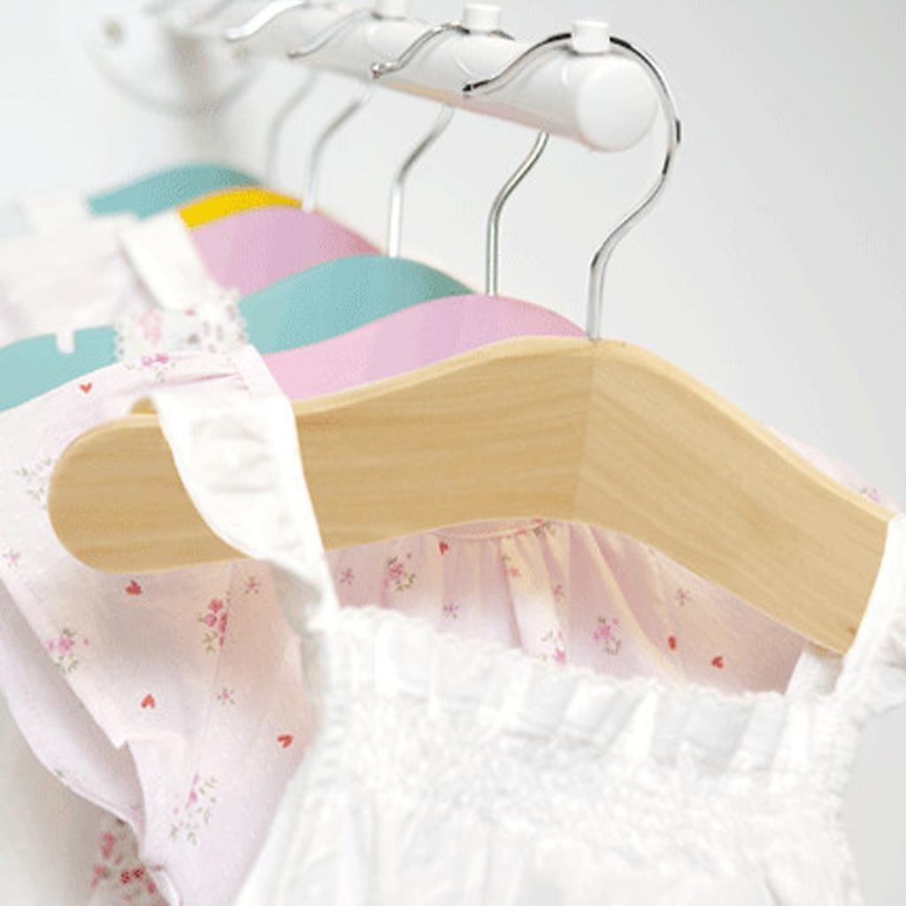 Wooden Coat Hangers Children Natural Infant Clothes Hangers Set of 3