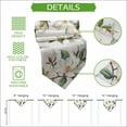 thumbnail image 5 of White Floral Table Runner Linen Burlap Table Runner 90 Inches Long Botanical Magnolia Flower Leaves Butterfly Dresser Scarves for Kitchen Island Coffee Dining Party Wedding Holiday Decor 13"x90", 5 of 8