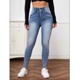 thumbnail image 2 of Vaqueros rasgados de alta elasticidad para mujer, pantalones pitillo ajustados de cintura elástica, informales, a la moda, Otoño, 2023, 2 of 4