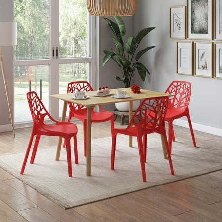 Best Selling Clare 5 Piece Rectangular Dining Table And Resin Chairs Red And Natural Accuweather Shop
