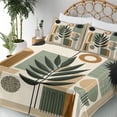 thumbnail image 3 of Ambesonne Monstera Fitted & Top Sheet Set with Shams, Nature Mid Century Boho, Beige Evergreen Sepia, 3 of 5