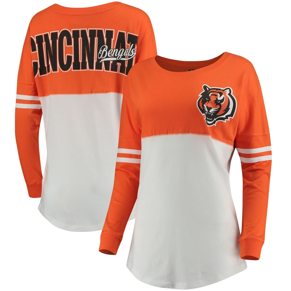 Cincinnati Bengals 5th & Ocean by New Era Women's Team Logo Athletic Varsity Long Sleeve TShirt