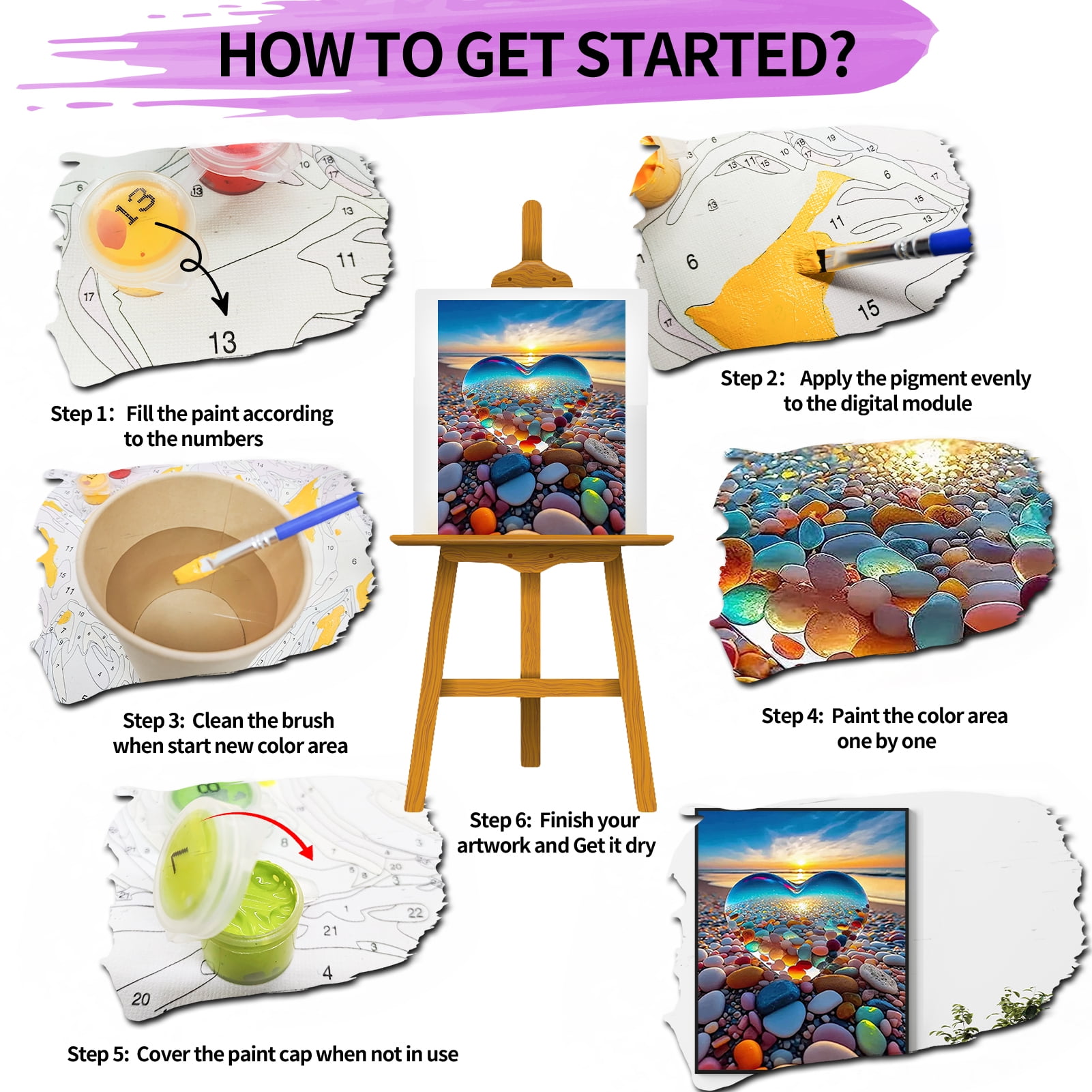 JYLMOOD Paint by Numbers for Adults Kits, DIY Seaside Love Easy Painting by Numbers for Gift Home Wall Decoration 16x20in without Frame)