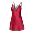 thumbnail image 4 of Sakmal Silky Mumu Chemise Nightgowns for Women Ultra-Soft Red Cute Night dress Short Lace Sweetheart Sleeveless Chemises S-2XL, 4 of 7