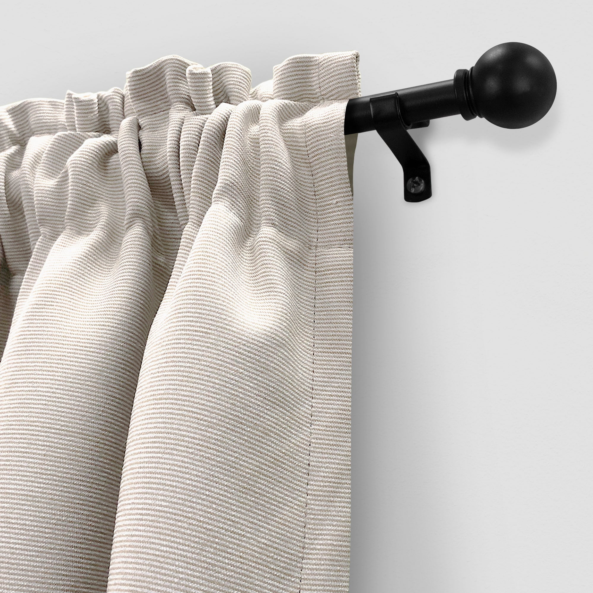 7/16" Single Curtain Rod Set with Ball Finials Matte Black
