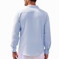 thumbnail image 3 of Havenx Men's Henley Shirts Roll-Up Long Sleeve Button Up Shirts Band Collar Textured T-Shirts Summer Lightweight Loose Fit Casual Tops,Light Blue XL, 3 of 5