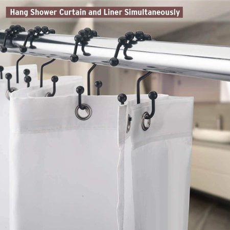 Appie 12pcs Shower Curtain Hooks Rust Resistant Shower Curtain Rings Metal Double Glide Rollers Shower Hooks For Bathroom Shower Curtain Rods Curtains