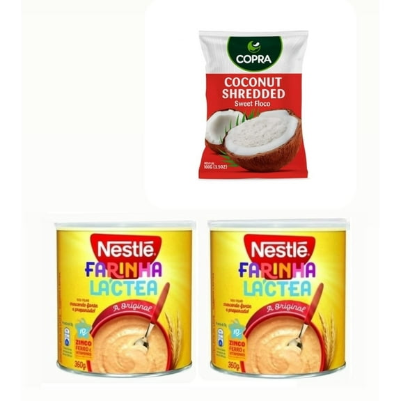 Farinha Lactea 12.7oz (360g) | Pack of 2x360g |   Copra Shredded Coconut 3.5oz (100g)