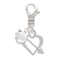 thumbnail image 2 of Delight Jewelry Silvertone Open Cupid's Heart - Silvertone Clip on Charm with Clear Crystal Drop, 2 of 4