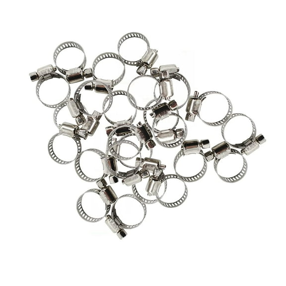 findmall 1/2"-3/4" 50Pcs Adjustable Stainless Steel Drive Hose Clamps Fuel Line Worm Clip