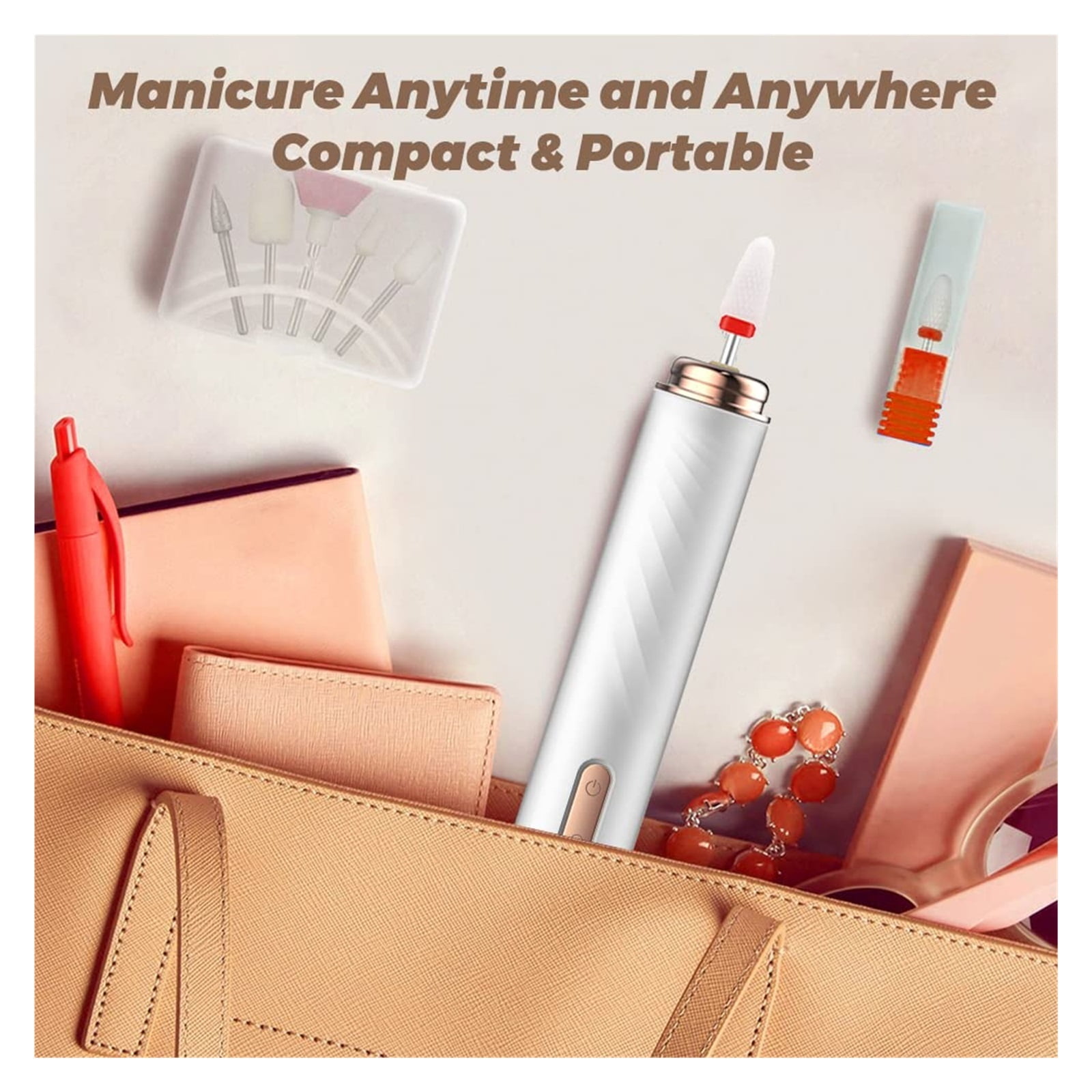 Wireless Nail Drill, Electric Nail Drill Machine With Ceramic Drill Bit, Nail File Sander Manicure Sets For Gel Polish Remover