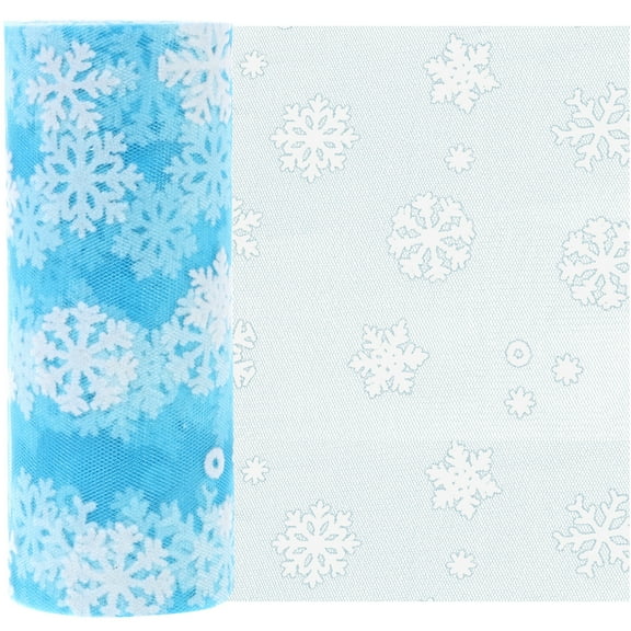 Gymnture Blue Snowflake Tulle Rolls for DIY Decoration - 15CM