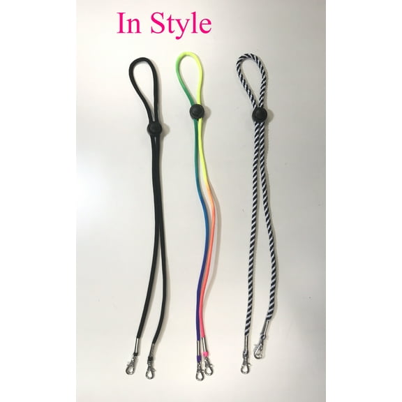 Face Mask Lanyard 27054, Adjustable Length, Pack of 3 pieces , 3 Colors, Black, Rainbow, Zebra.