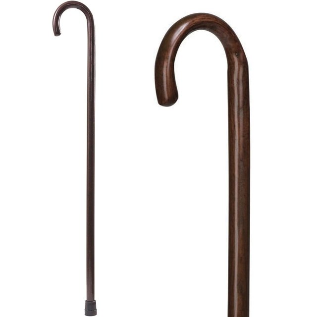 Bastón de madera DMI con mango redondo y punta de goma, fabricado en nogal, duradero y resistente a la deformación, ligero y resistente, soporta hasta 113 kg (250 lb), fabricado en EE. UU.