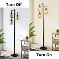 thumbnail image 2 of Depuley 3-Light Industrial Floor Lamp with Elegant Amber Glass Shade Black, E26 Base (LED Bulbs Included), 2 of 8