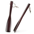 thumbnail image 2 of Raindrops Durable Dark Brown Wooden Shoe Horn Tool for Home Use Ergonomic Design Lightweight Long Handle 1pc, 2 of 8