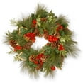 thumbnail image 1 of Couronne de Pin Hortensia de 27 Po avec Rouge et Vert, 1 of 1