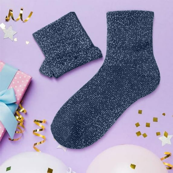 Women's Novelty Glitter Slouch Socks 2025 Comfortable Cute Trendy Casual Stretch Mid Calf Socks