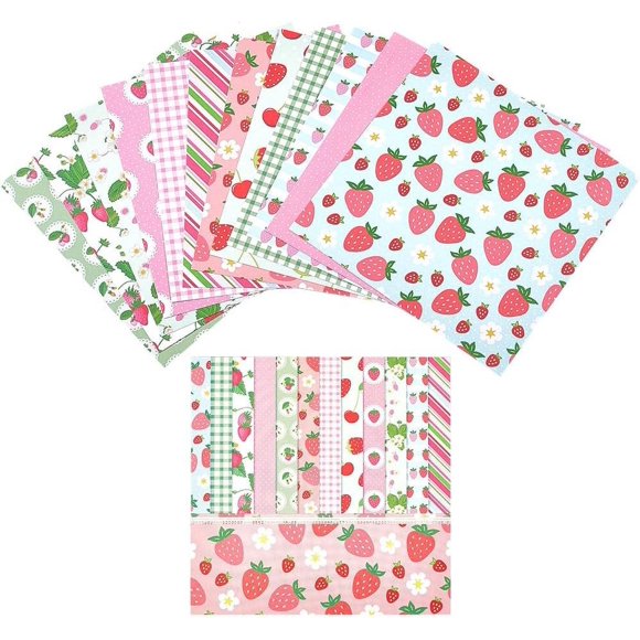 24 Sheets 12 Styles Strawberry Scrapbook Paper Pad 5.98x5.98inch Fruits Single-Sided Decoupage Papers Decorative Background Supplies for Card Making Writing Journaling Crafts