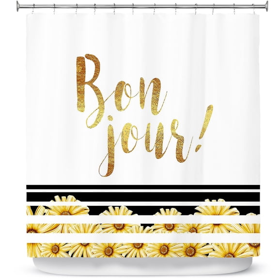 Shower Curtains 70" x 84" from DiaNoche Designs by Zara Martina - Bon Jour Floral Gold