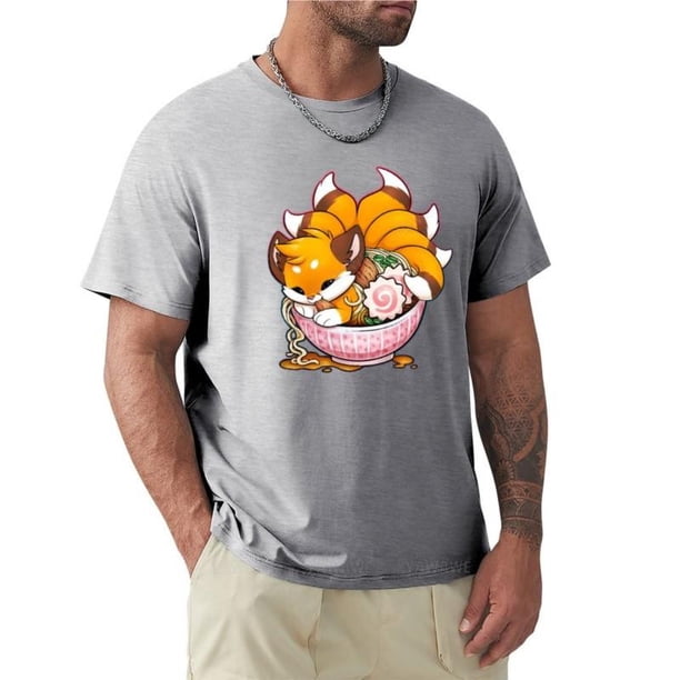 Kitsune Udon-Camiseta de verano para hombre camisa de gran tamaño en blanco y negro 2 0
