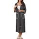 thumbnail image 2 of Ropa de baño de mujer Inspire Chic con cremallera frontal, rayas, manga 3/4, larga, vestido de casa, pijama XL negro, 2 of 6
