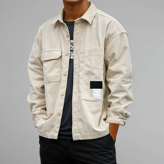 Chemise de Travail Rétro pour Hommes à Manches Longues Style Décontracté Veste Légère pour Usage Quotidien