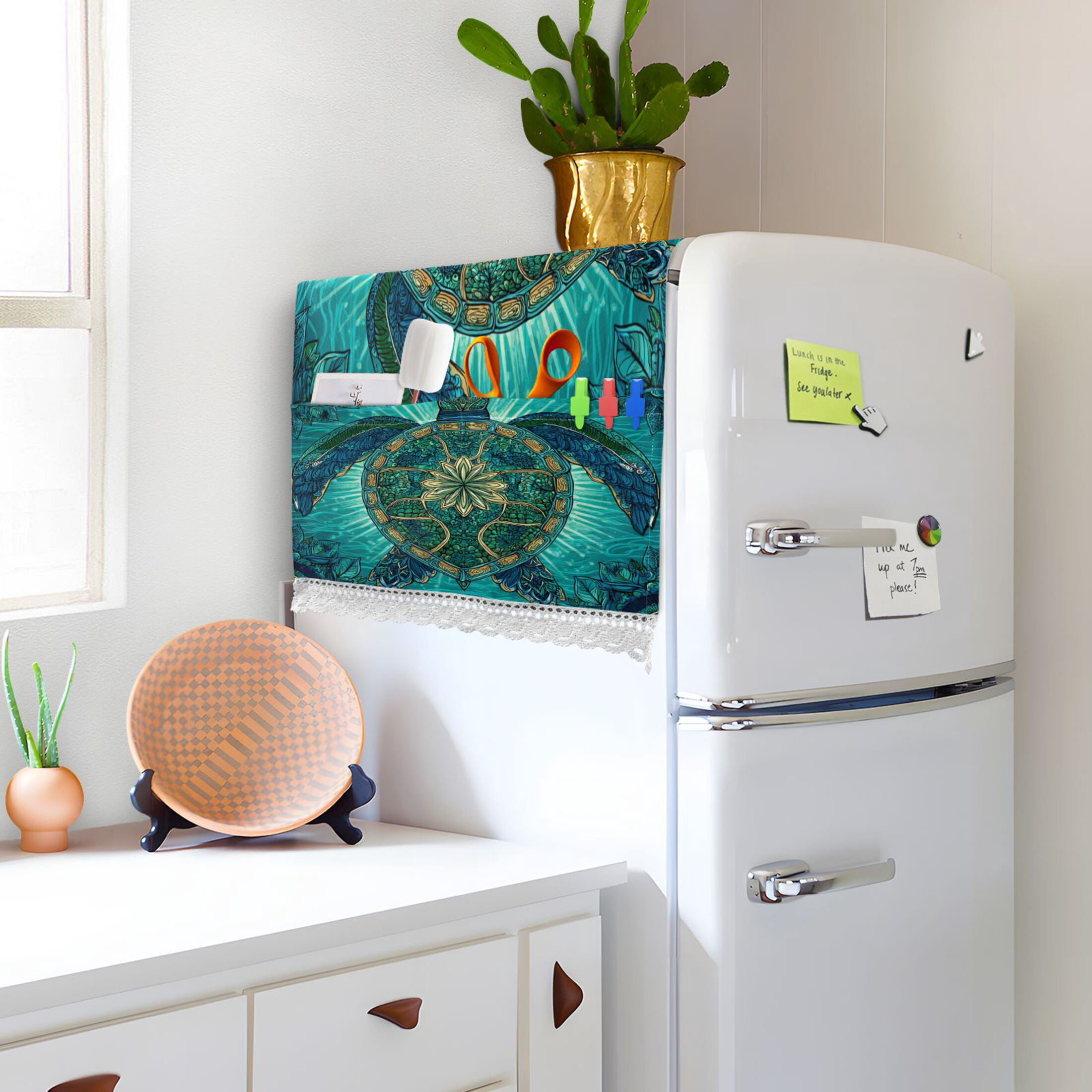 Wobogo Mandala Turtle Washing Machine Cover Dustproof Washer Dryer Cover Waterproof Laundry Room Decorative Protector