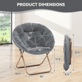 thumbnail image 2 of Magshion Set of 2 Saucer Chair Soft Faux Fur Folding Accent Chair, Lounge Lazy Chair Moon Chair Seat with Metal Frame for Bedroom Living Room, Gray, 2 of 10