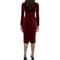 thumbnail image 3 of Two Piece Outfits Sweatsuit Womens Suit Skirts Set Velour Formal Office Business Work Blazer Jacket Pencil Skirt Velvet Dressy Casual Outfits Wine M, 3 of 7