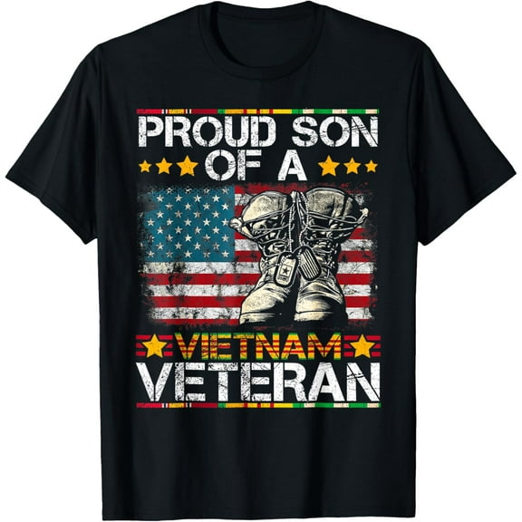 Vintage US Flag Proud Son Of Vietnam Veteran Men Women T-Shirt