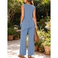 thumbnail image 3 of Anygrew Women's Two Piece Matching Lounge Sets Asymmetrical Split Tank Tops Wide Leg Pants Summer Outfits Tracksuit, 3 of 8