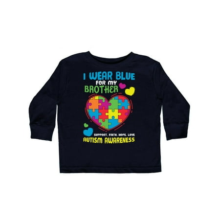

Inktastic I Wear Blue for my Brother Autism Awareness Gift Toddler Boy or Toddler Girl Long Sleeve T-Shirt