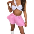 thumbnail image 4 of Faithtur Women Loose Style Shorts, Solid Color Mid Waist Flared Shorts, 4 of 9