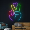 thumbnail image 3 of Handmadetneonsign Peace Hand Heart Neon Sign, Peace Hand Love LED Light, Custom Peace Hand LED Sign, 3 of 5