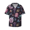 thumbnail image 4 of Salouo Roses Flowers Pattern Cuban Collar Shirts for Men Button-Down Shirt Men's Short Sleeve Shirts Hawaiian Shirts Casual Shirts -4X-Large, 4 of 6