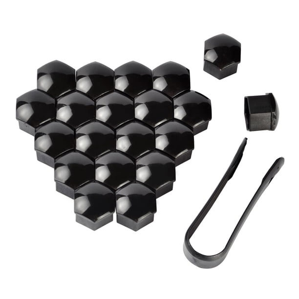 Tapas de tuerca de rueda de automóvil Universal Auto Hub Tornillo Tornillo Reemplazo Polvo a prueba de neumáticos Tornillos Protector con clip Negro 19mm 20 Piezas Advancent VI014416-02